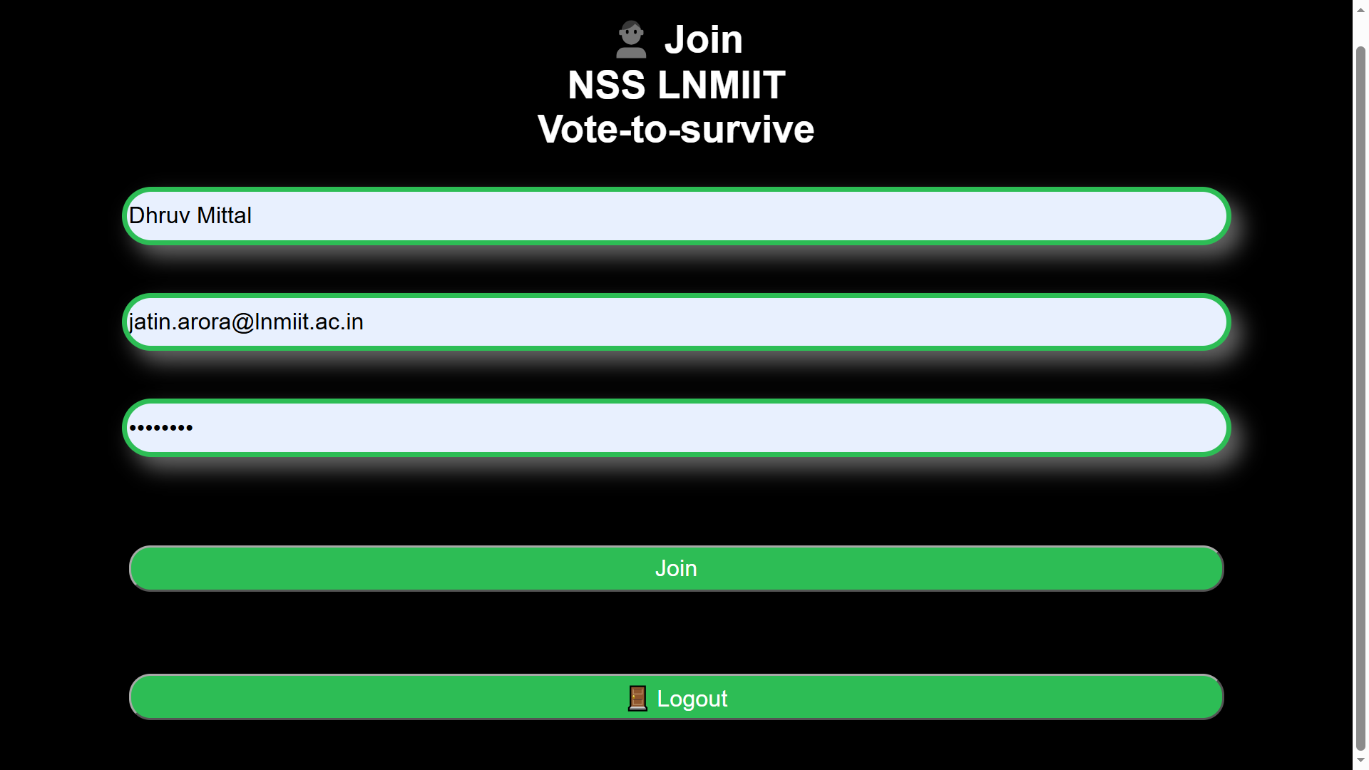 Vote To Survive project interface